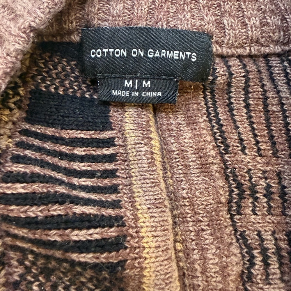 Cotton On Men's Geometric Cardigan - Brown and Black - Picture 4 of 4